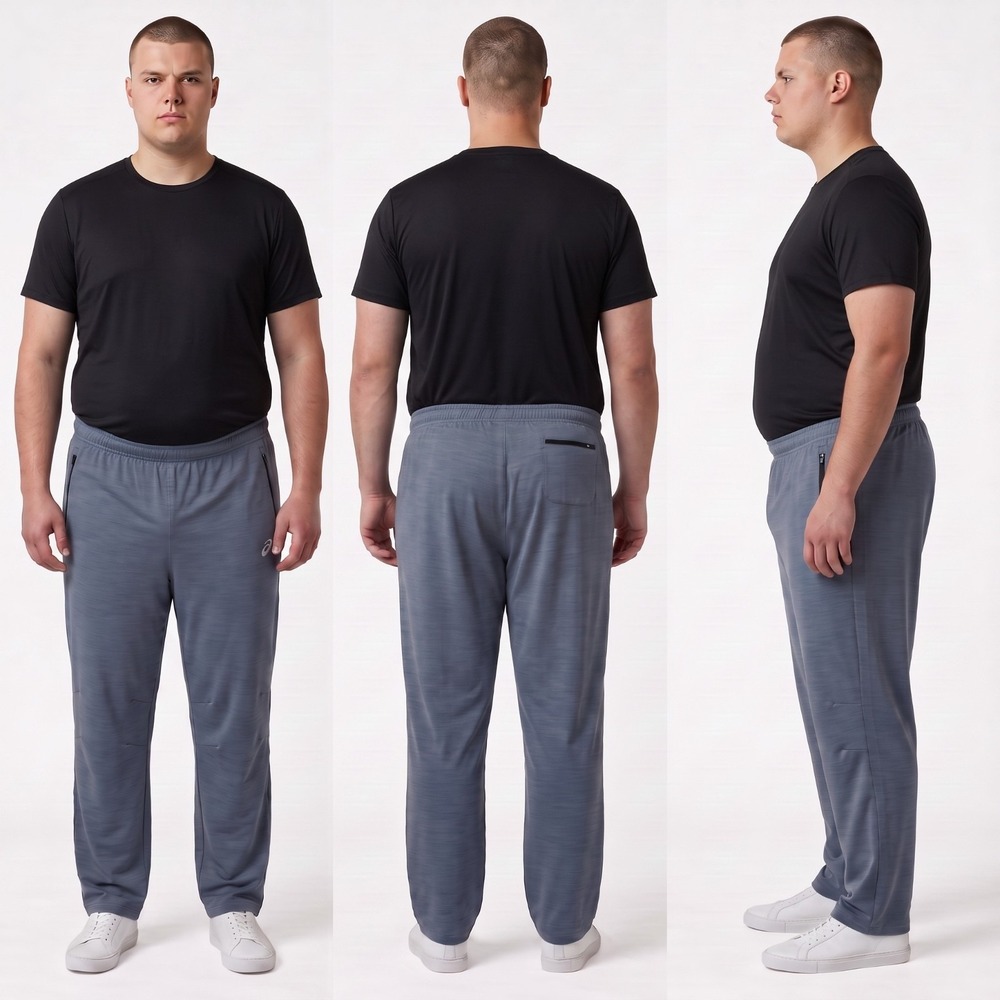 ASICS Men's Training Pants Size 2XL (38x32") Steel Blue Stretch Zippered Pockets
